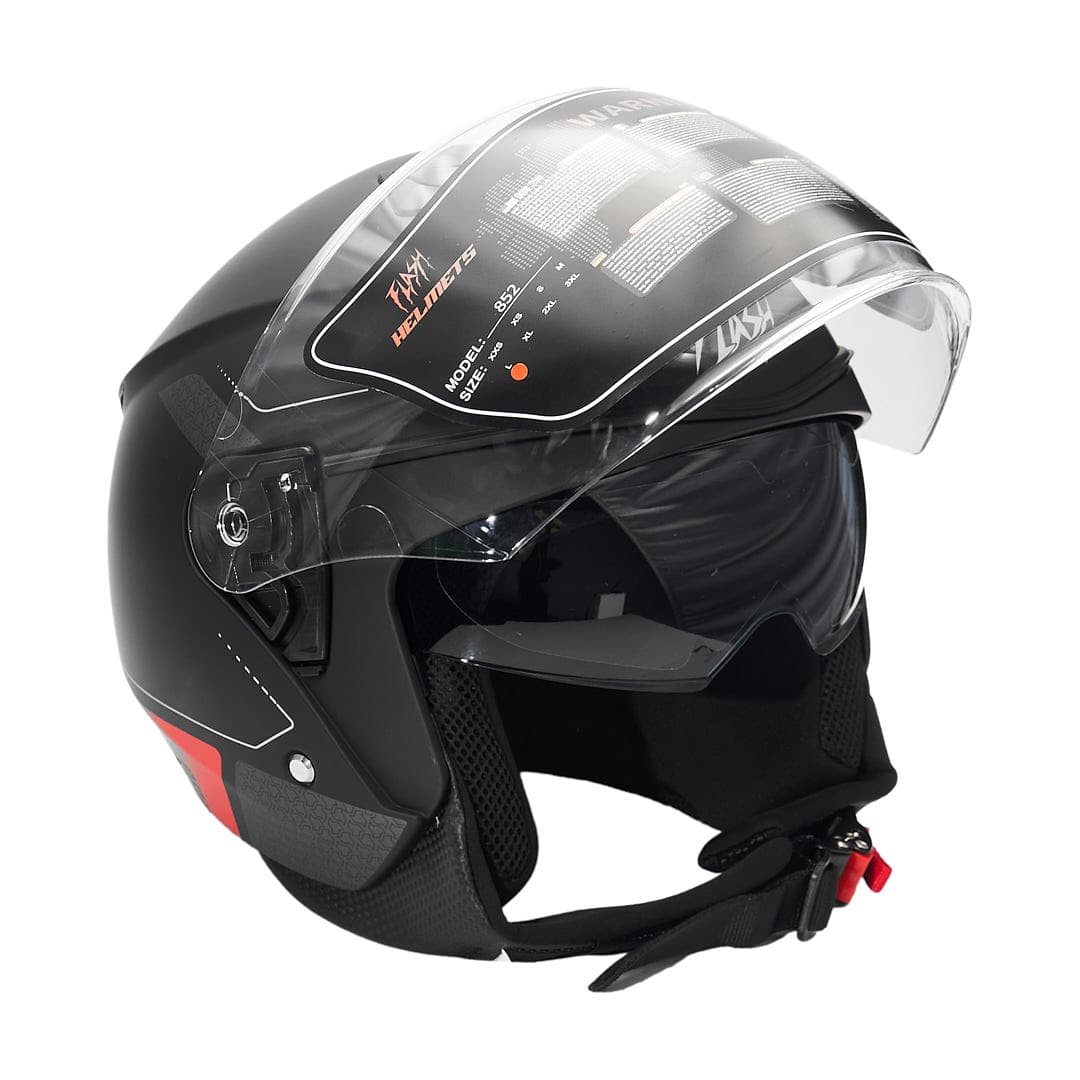 کلاه کاسکت بدون فک فلش مدل 852 matt red-black — تصویر ۴