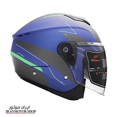 کلاه کاسکت بدون فک فلش مدل 852 matt blue-neon-green — تصویر ۱۰