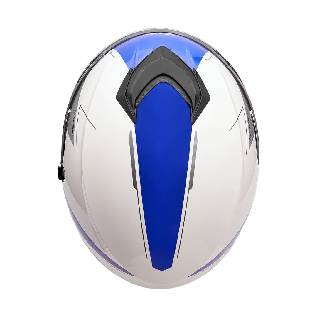 کلاه کاسکت بدون فک فلش مدل 852 glossy white-blue — تصویر ۵