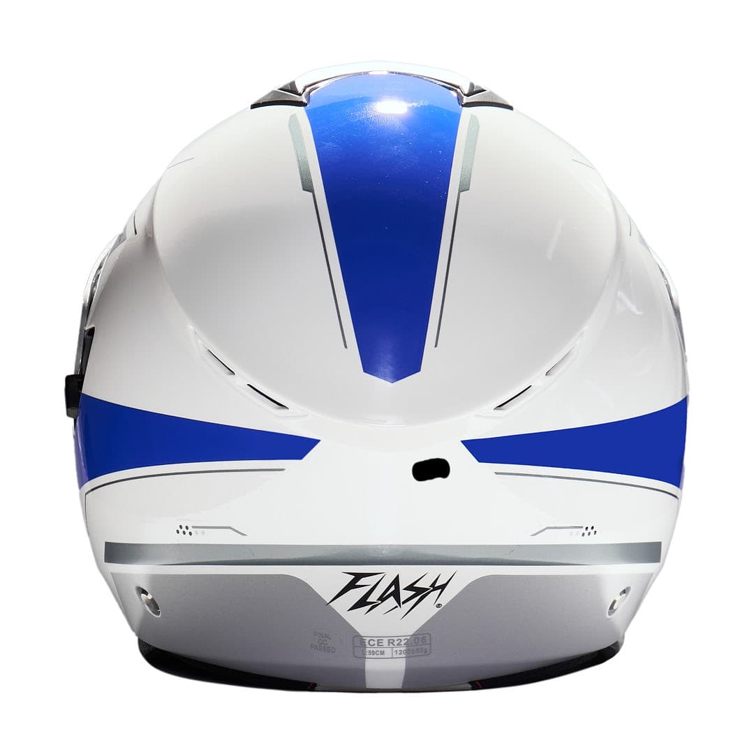 کلاه کاسکت بدون فک فلش مدل 852 glossy white-blue — تصویر ۲