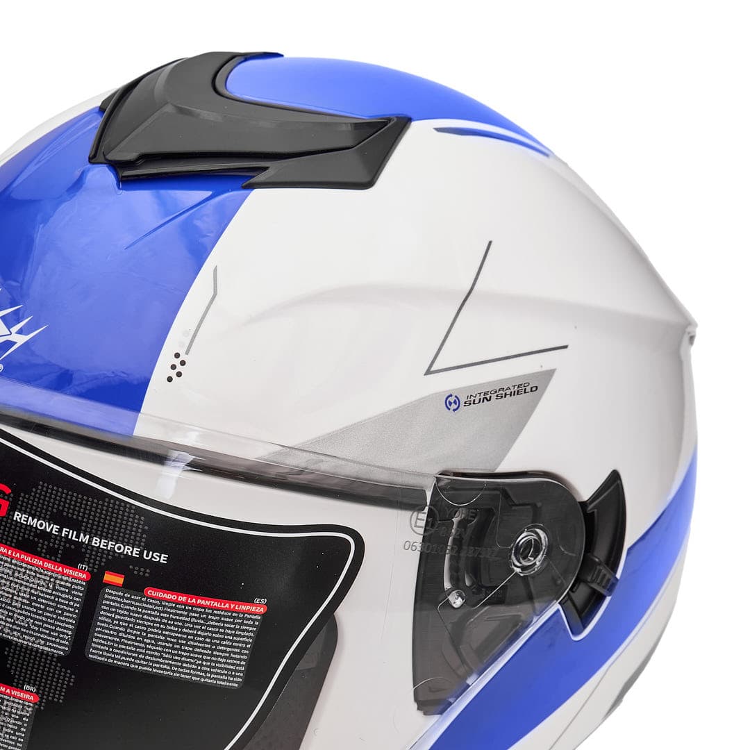 کلاه کاسکت بدون فک فلش مدل 852 glossy white-blue — تصویر ۸