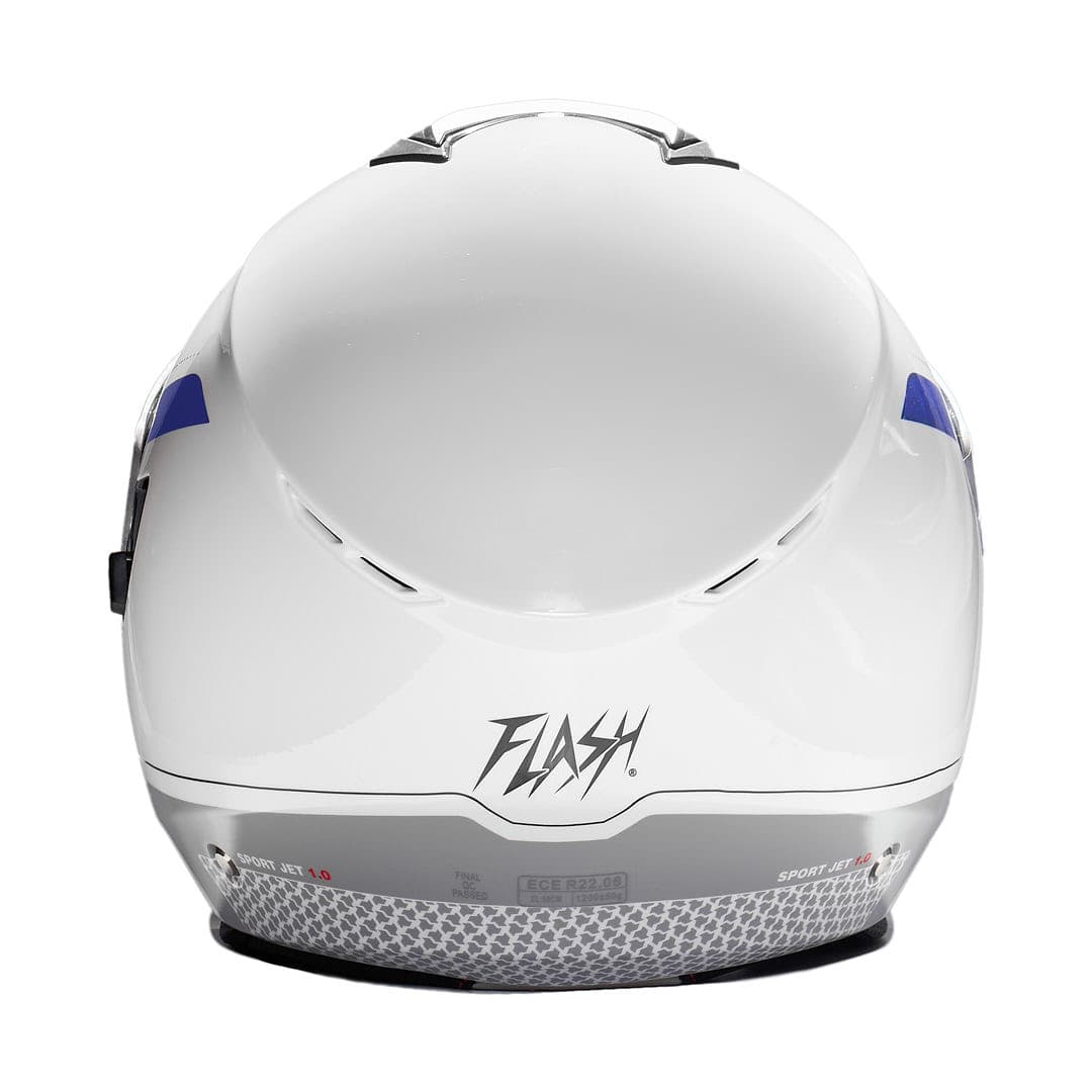 کلاه کاسکت بدون فک فلش مدل 852 glossy blue-white — تصویر ۳