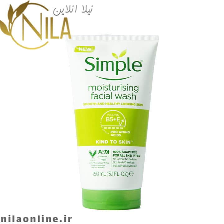 ژل شستشو مرطوب کننده سیمپل simple حجم 150 میلی لیتر