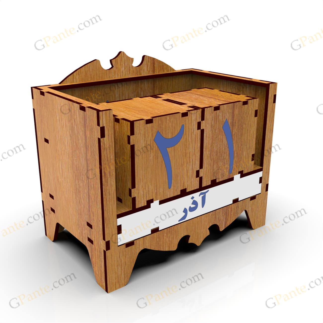 فایل برش لیزر تقویم مکعب فیری
