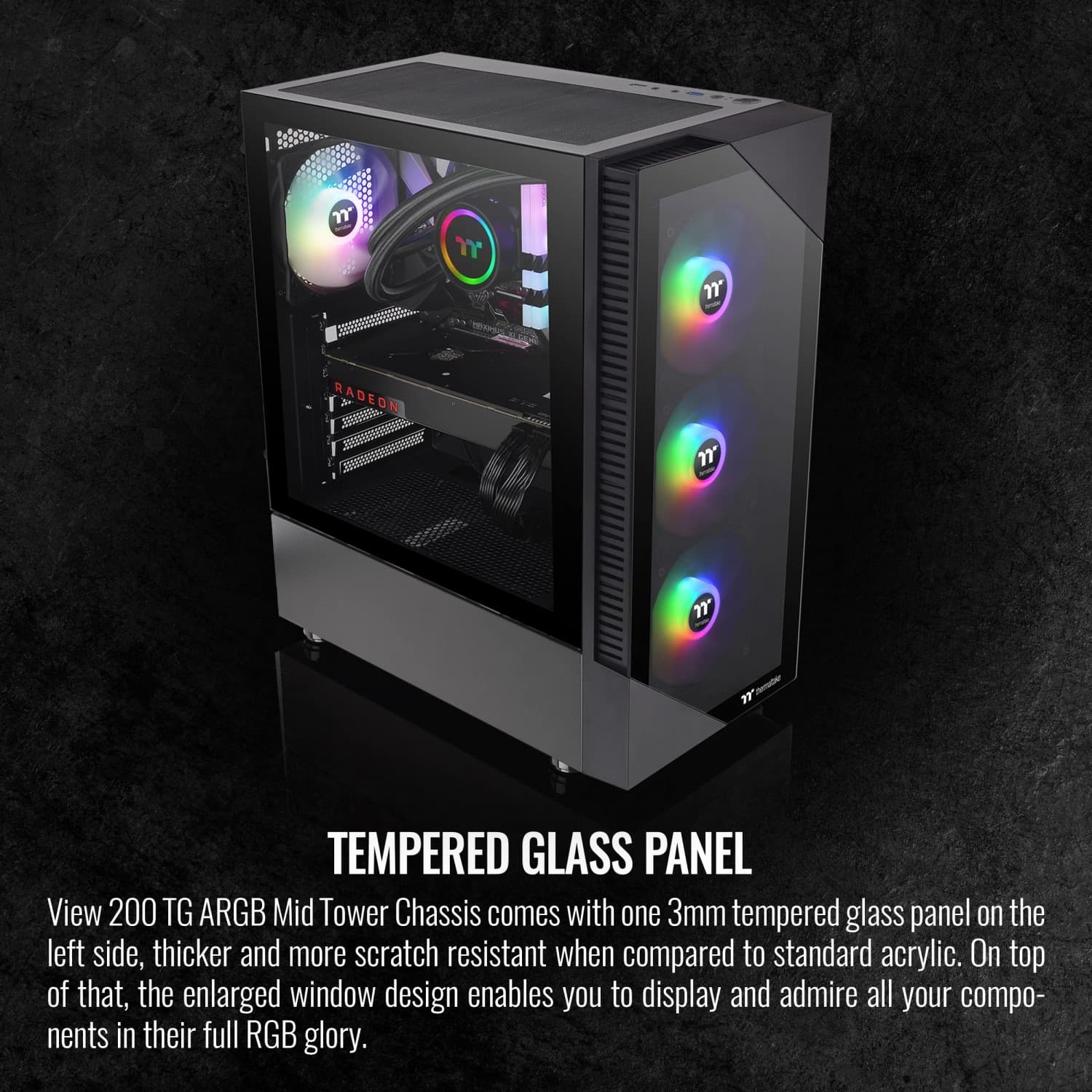 کیس Thermaltake View 200 Tempered Glass ARGB – Black — تصویر ۲