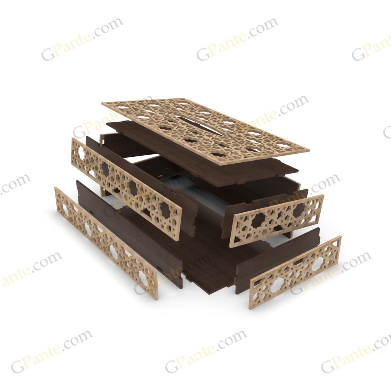 طرح لیزر جعبه دستمال عربی — تصویر ۲