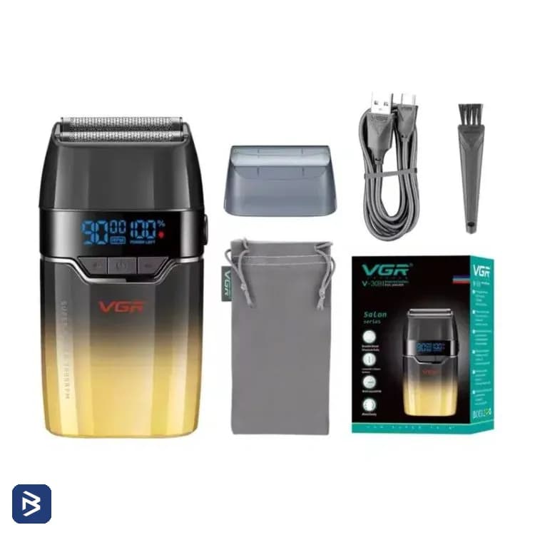 شیور فویلی شارژی وی جی آر مدل V-308 با دو فویل تیتانیومی — تصویر ۲
