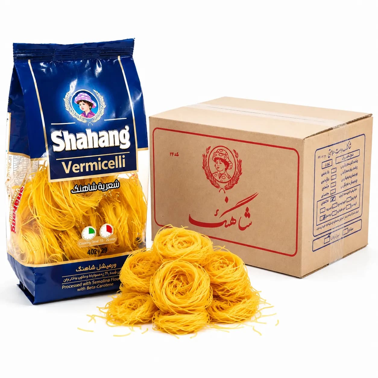ورمیشل ساده 200 گرم شاهنگ ،کارتن 20 عددی