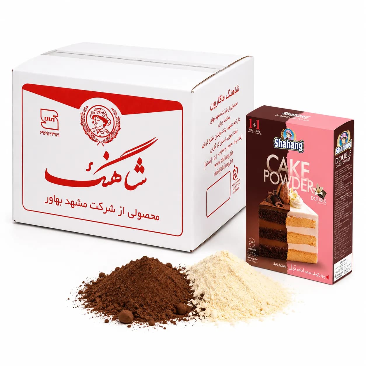پودر کیک شکلات وانیلی 500 گرم شاهنگ ، کارتن 12 عددی