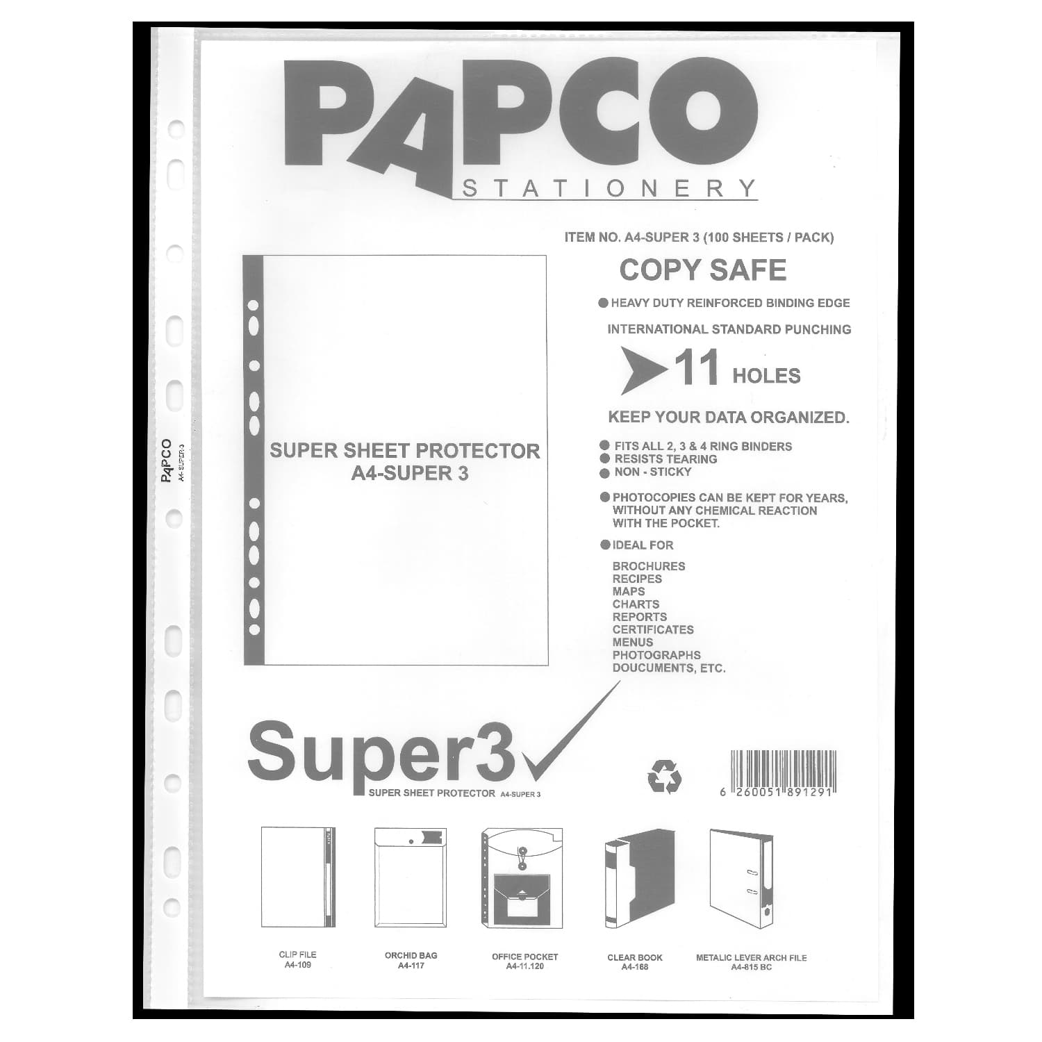 کاور سوپر SUPER A4 پاپکو PAPCO بسته صد عددی