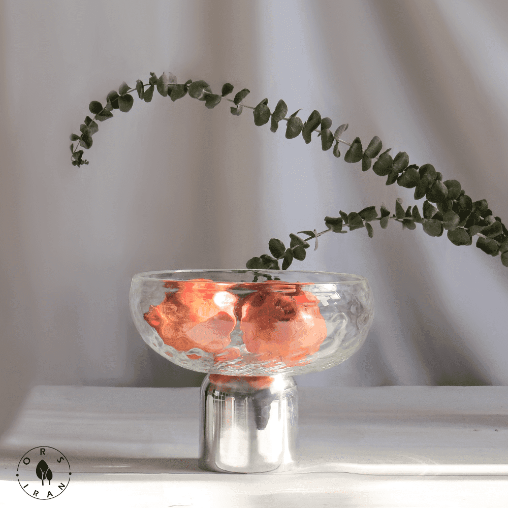 ظرف گود پایه دار نقره ای طلوع