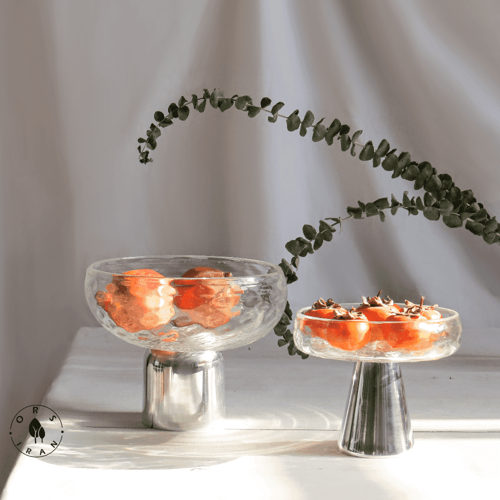 ظرف گود پایه دار نقره ای طلوع — تصویر ۲