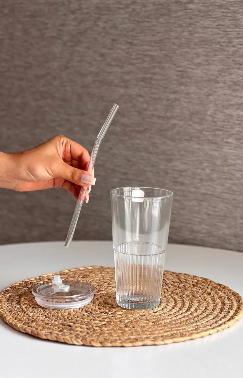 لیوان شیکر شیشه ای درب شفاف 500 میل لیمون کد 2512 — تصویر ۲