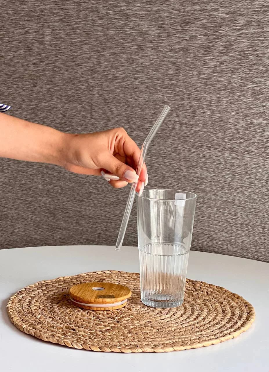 لیوان شیکر شیشه ای درب چوبی 500 میل لیمون — تصویر ۲