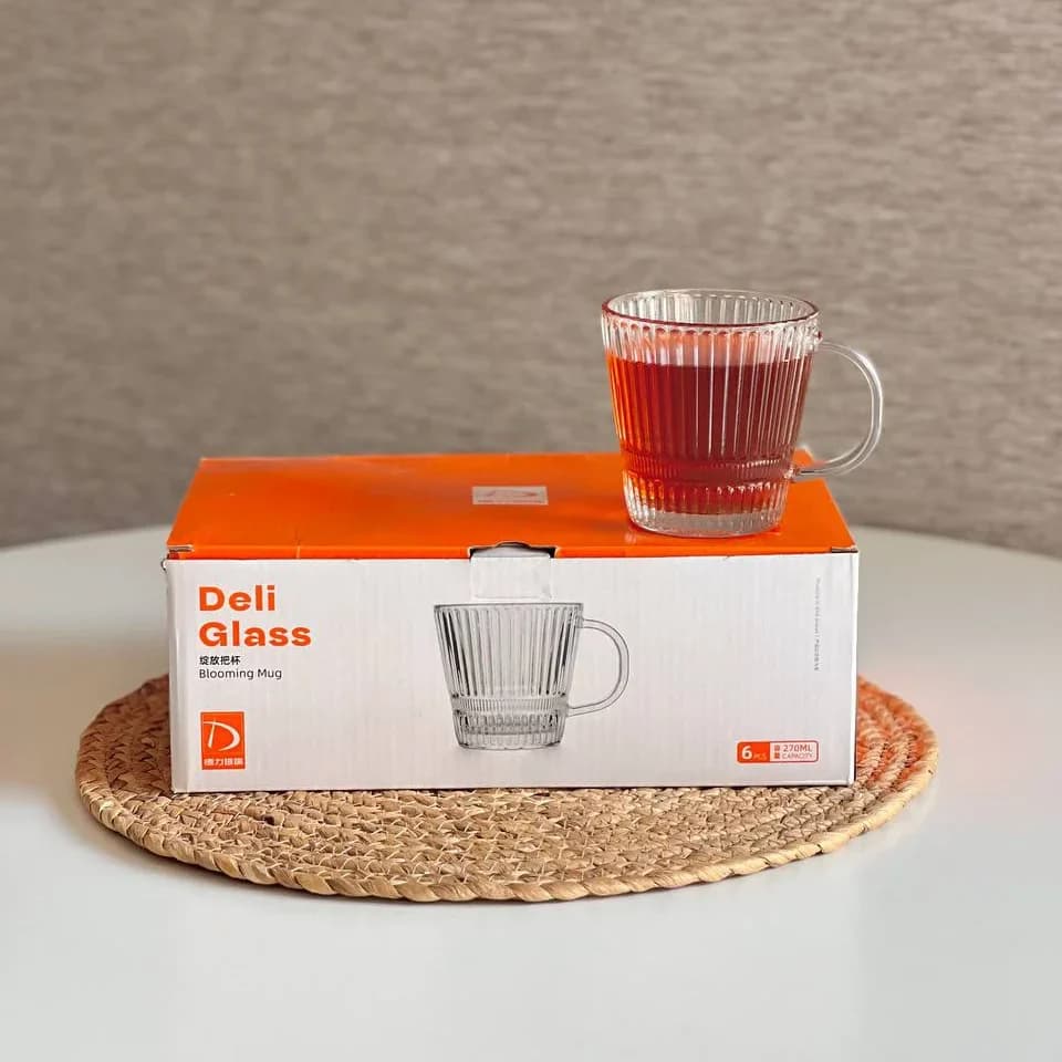 لیوان دسته دار دلی deli مدل ونیز شیاردار کد 1227