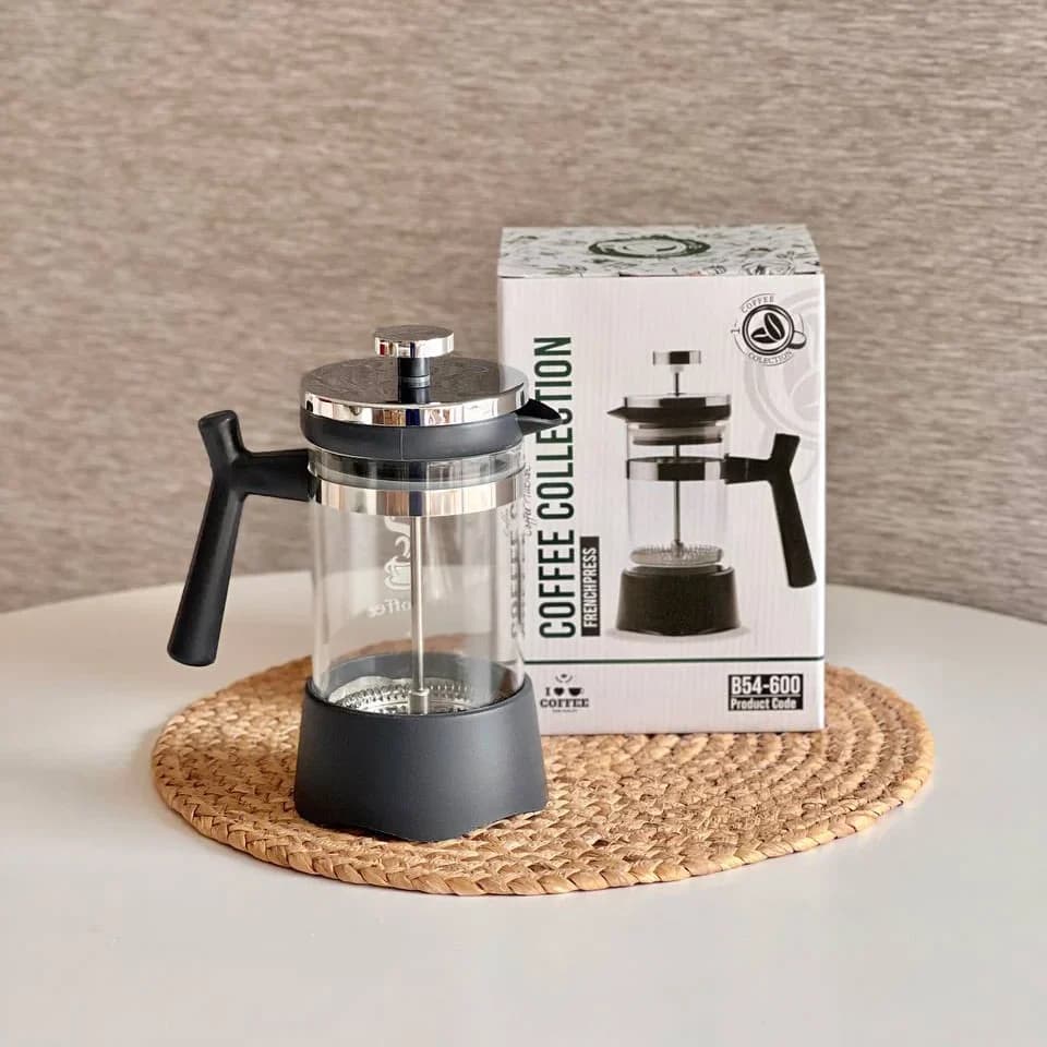 فرنچ پرس 600 میل One Coffee رنگ طوسی پررنگ- درب براق