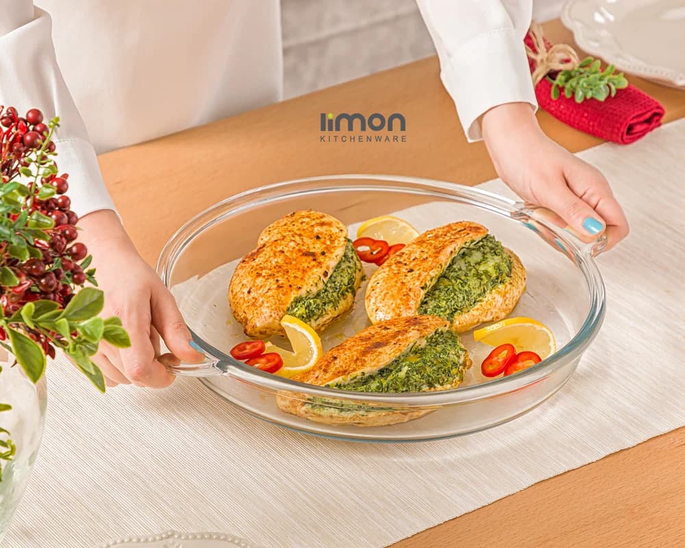 تابه گرد شیشه ای 3.4 لیتری لیمون کد 2236