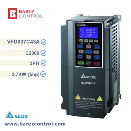 اینورتر سه فاز 3.7 کیلووات دلتا سری C2000 مدل VFD037C43A [5 اسب بخار]