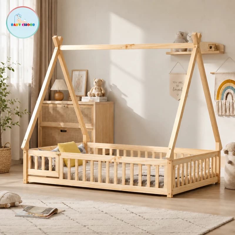 تخت مونته‌سوری کودک مدل سرخ‌پوستی