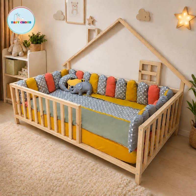 تخت خواب کلبه ای دودکش‌دار کودک