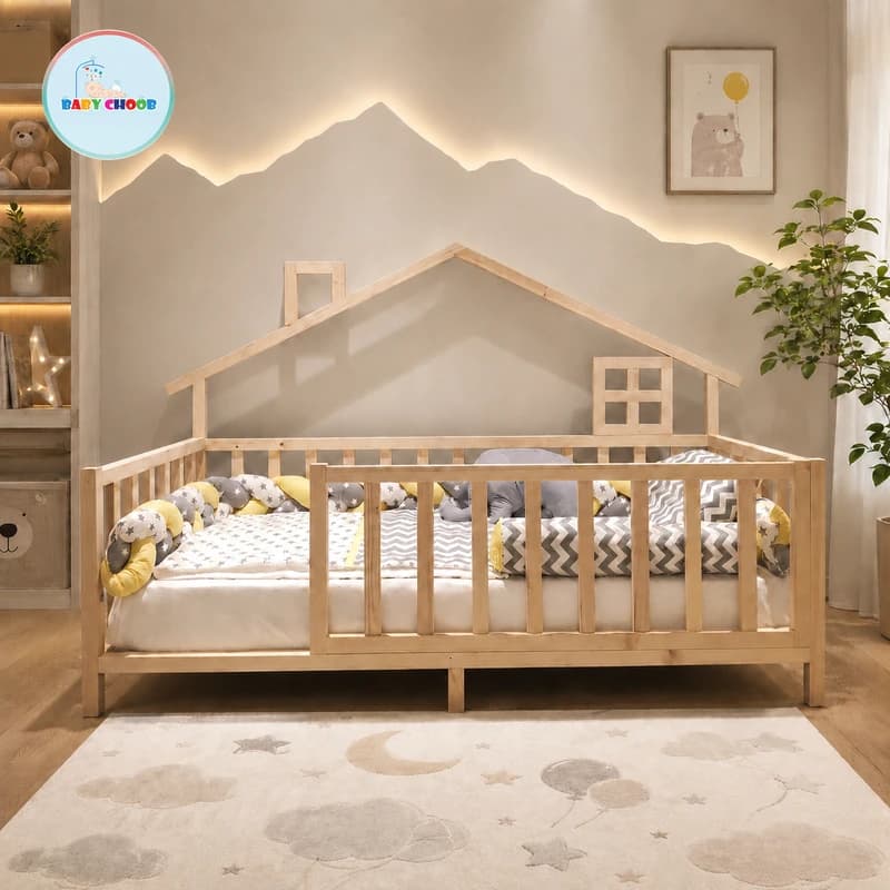 تخت خواب کلبه ای دودکش‌دار کودک — تصویر ۳
