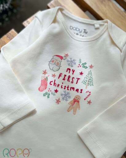 بادی نخی آستین بلند طرح My First Christmas — تصویر ۳