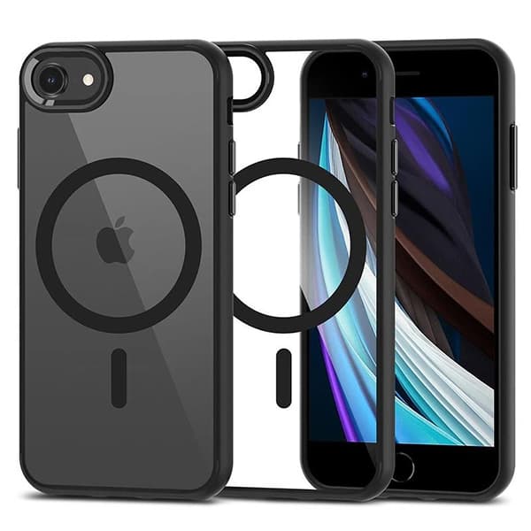 قاب پشت شفاف مگ سیف دور مشکی آیفون مدل magsafe Iphone 7/8