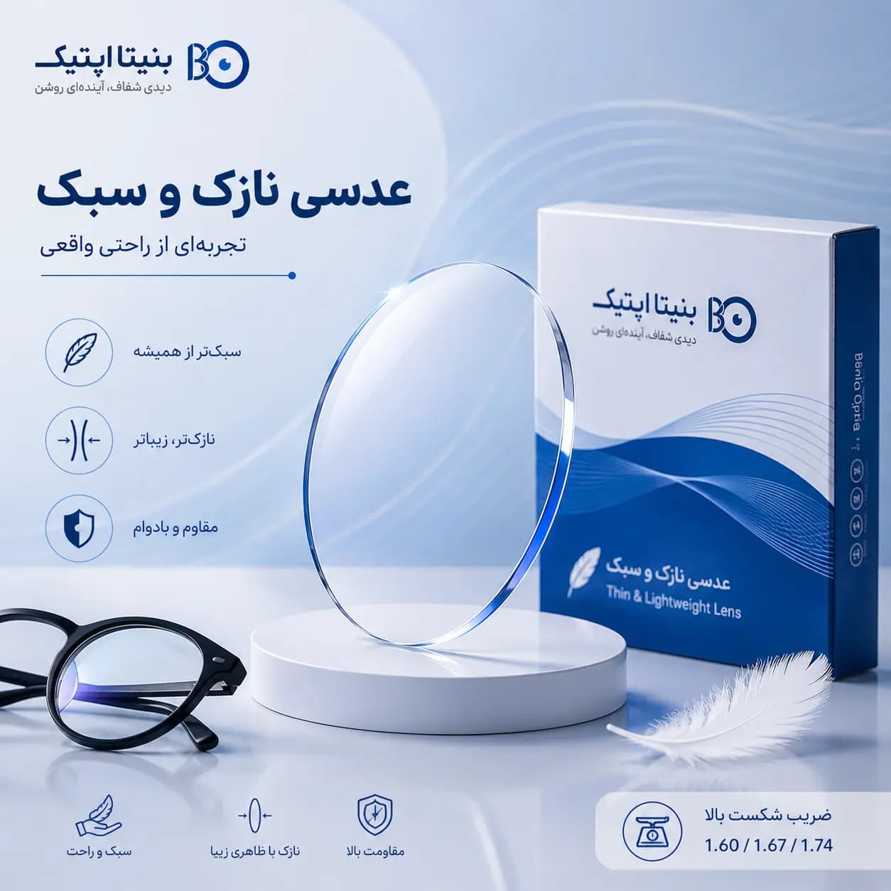 عدسی پلی کربنات ۱.۵۹ | بنیتا اپتیک