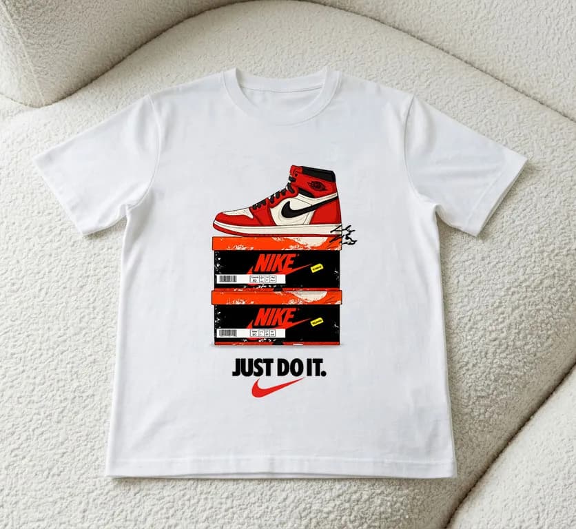 تی‌شرت سفید طرح Nike Jordan