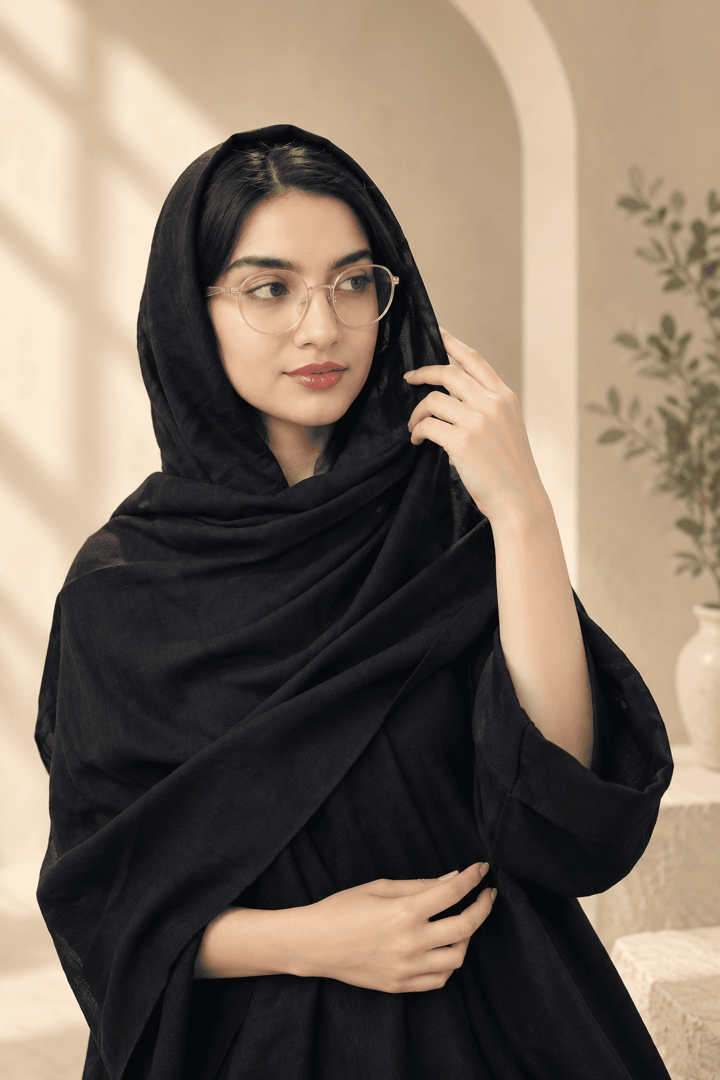 شال جنس اسلپ رنگ مشکی تک رنگ