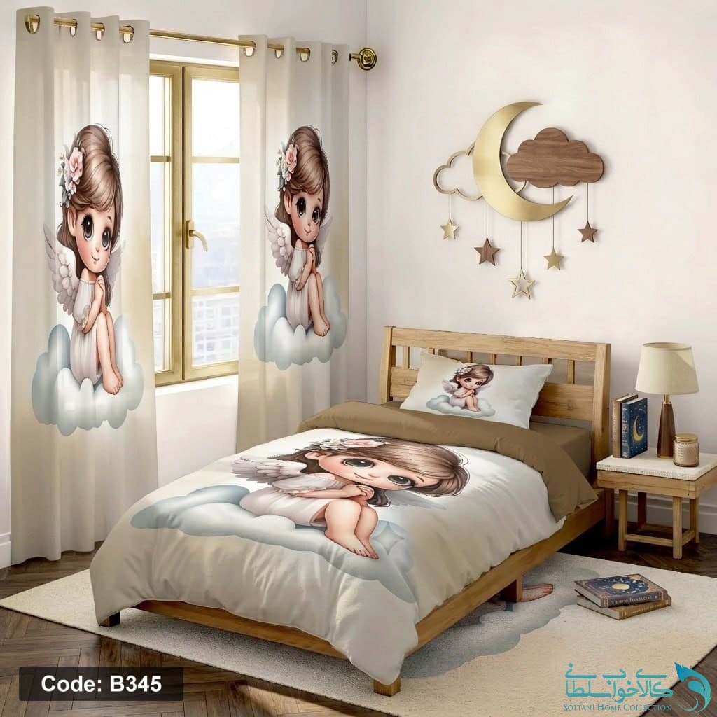 روتختی طرح دختر فرشته یکنفره چهار تکه کد B345