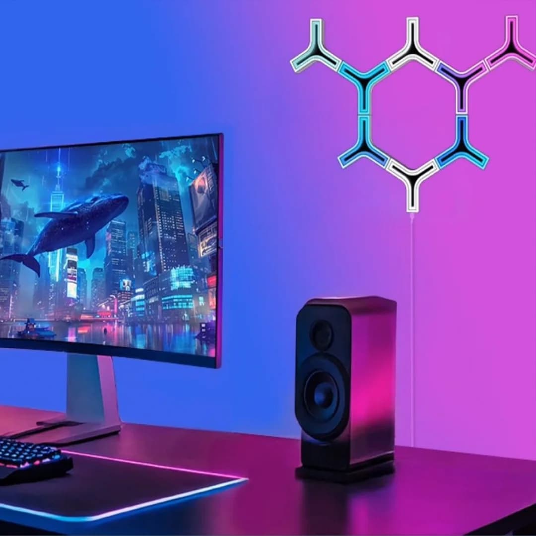 پنل دیواری 10 تکه هوشمند گیمینگ RGB فوتونیکس مدل PX-TUN-03 با اپلیکیشن موبایل و ریموت کنترل — تصویر ۸