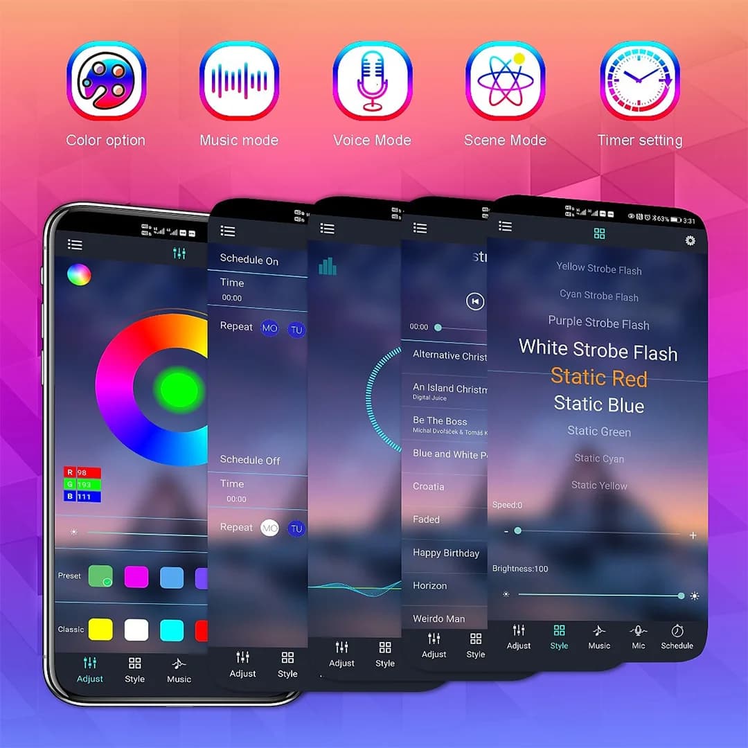 اکولایزر هوشمند RGB فوتونیکس مدل PX-SAL-04 موزیکال همراه اپلیکیشن موبایل و ریموت کنترل — تصویر ۳