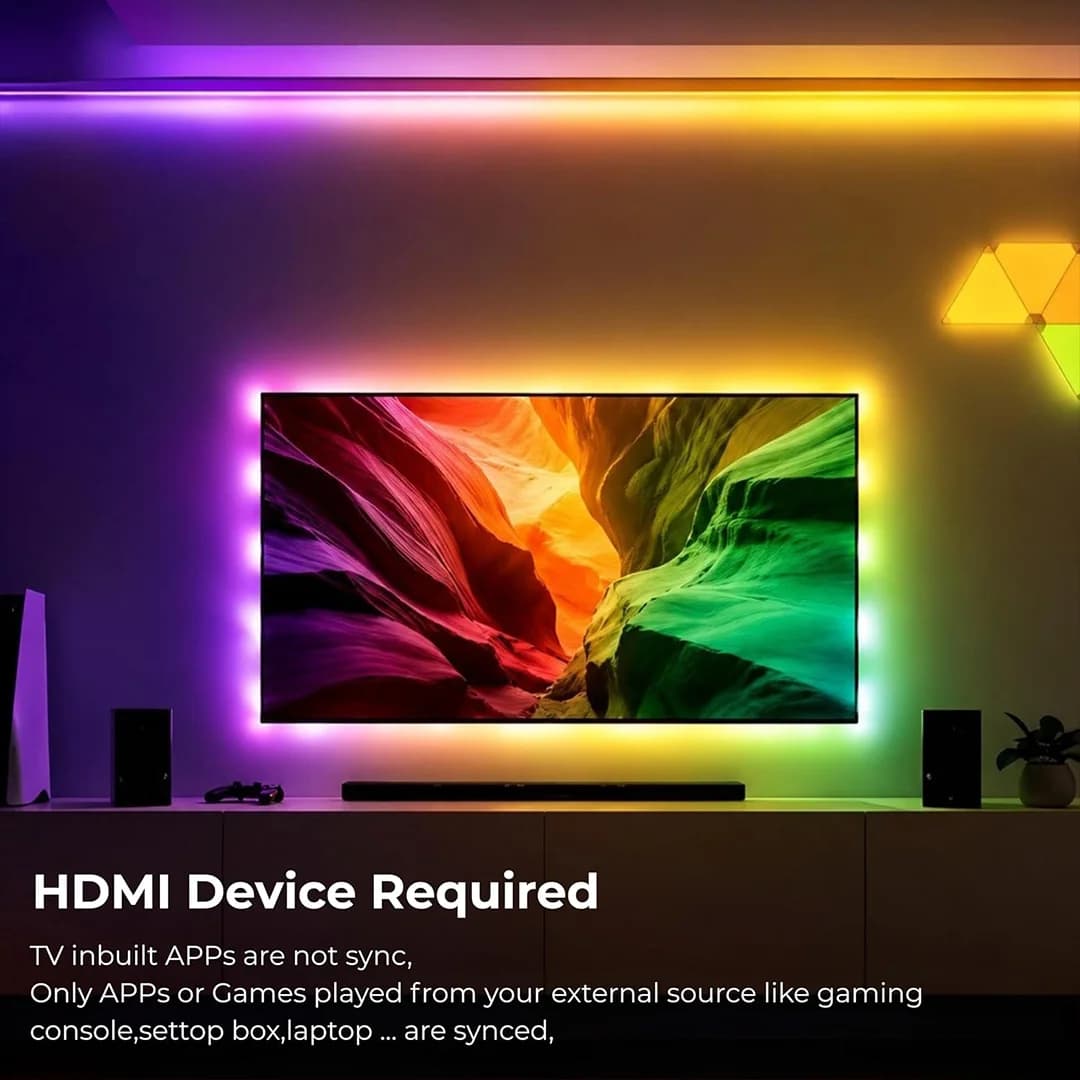 سینک‌کیت تلویزیون | پنل دیواری 6 تکه هوشمند شش ضلعی RGB فوتونیکس مدل PX-TSHL-55 با قابلیت سینک با تصویر تلویزیون (Sync Box Kit) — تصویر ۳