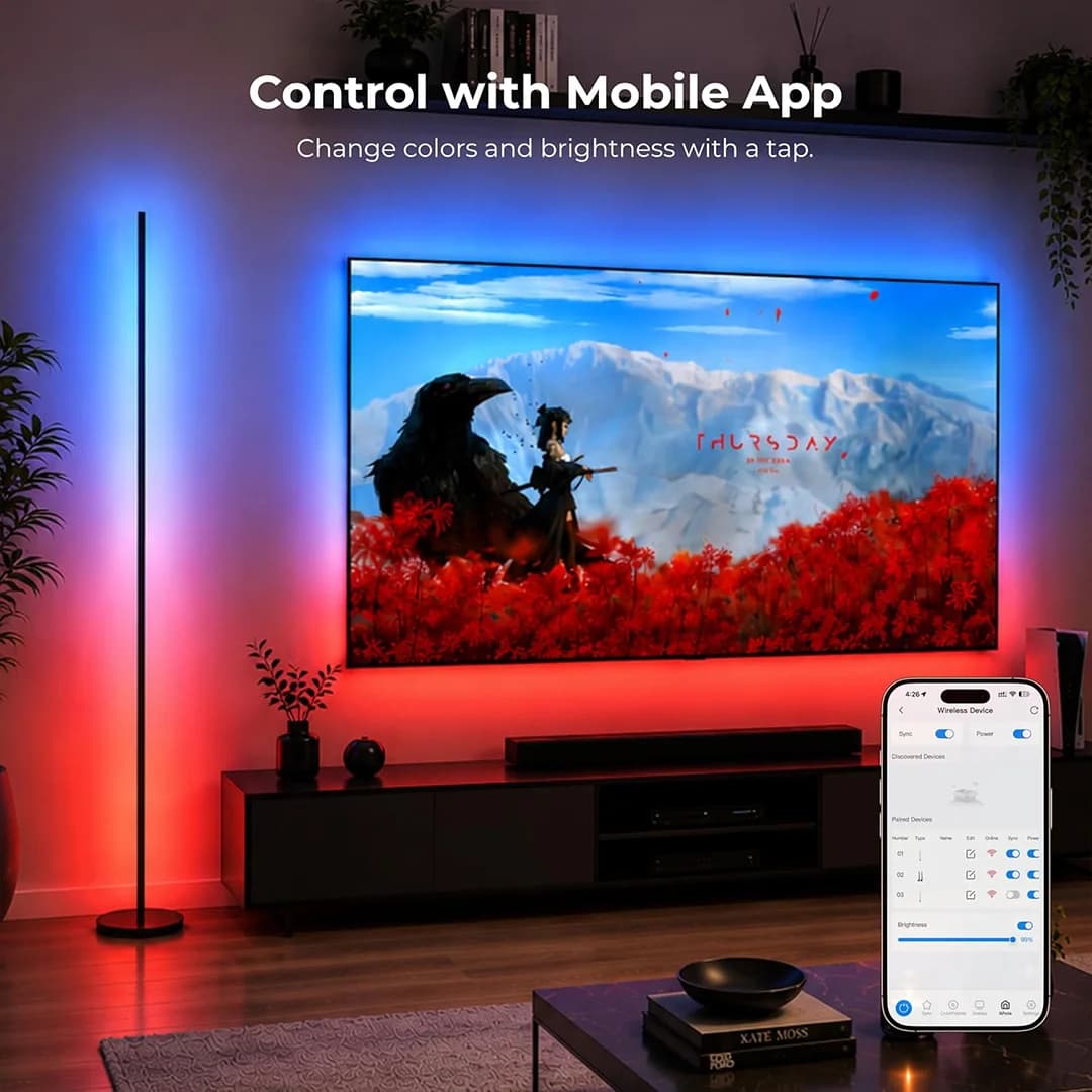 سینک‌کیت تلویزیون | کرنرلایت هوشمند RGB فوتونیکس مدل PX-TSFL-55 با قابلیت سینک با تصویر تلویزیون (Sync Box Kit) — تصویر ۵