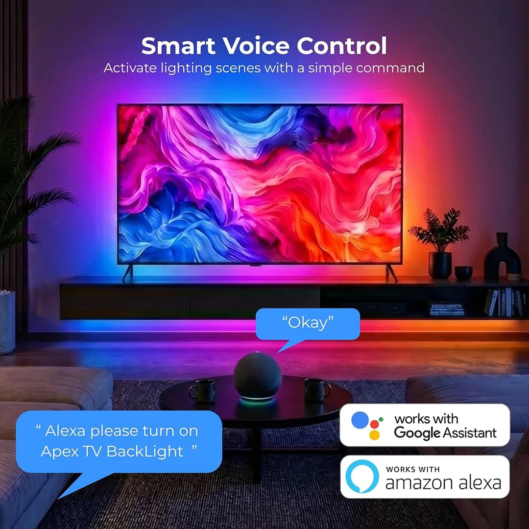 کیت نورپردازی تلویزیون – سینک باکس فوتونیکس مدل PX-Hsync-55 با تکنولوژی Tuya برای سایز 40 تا 85 اینچ با قابلیت اتصال HDMI و سینک با تصویر تلویزیون — تصویر ۵