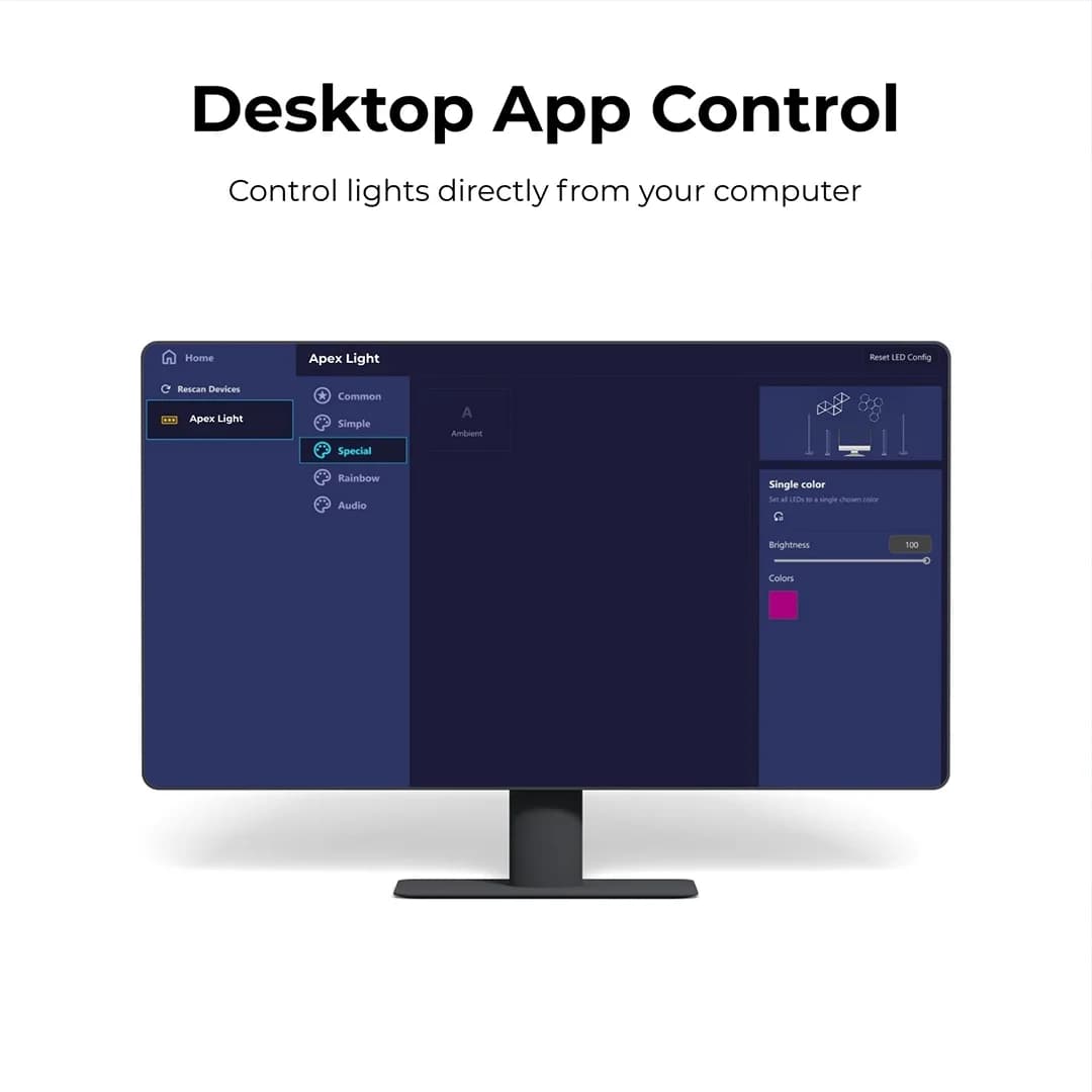 سینک‌کیت مانیتور | کرنرلایت هوشمند RGB فوتونیکس مدل PX-PSFL-01 با قابلیت سینک با تصویر مانیتور (PC-Sync) — تصویر ۶