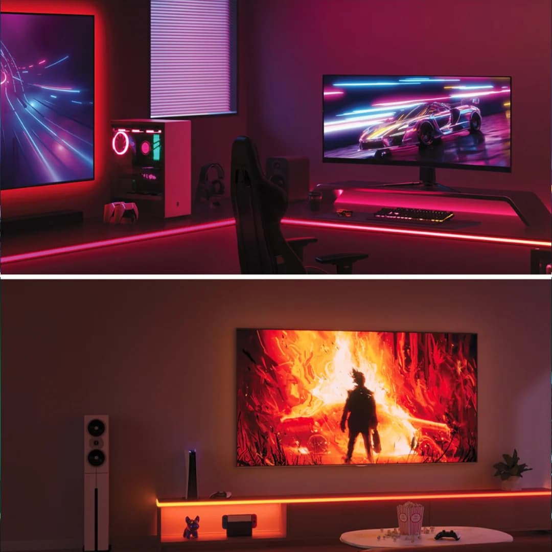سینککیت مانیتور | ریسه نئون فلکسی هوشمند RGB دور میز گیمینگ فوتونیکس مدل PX-PSNL-01 با قابلیت سینک با تصویر مانیتور (PC-Sync) — تصویر ۴