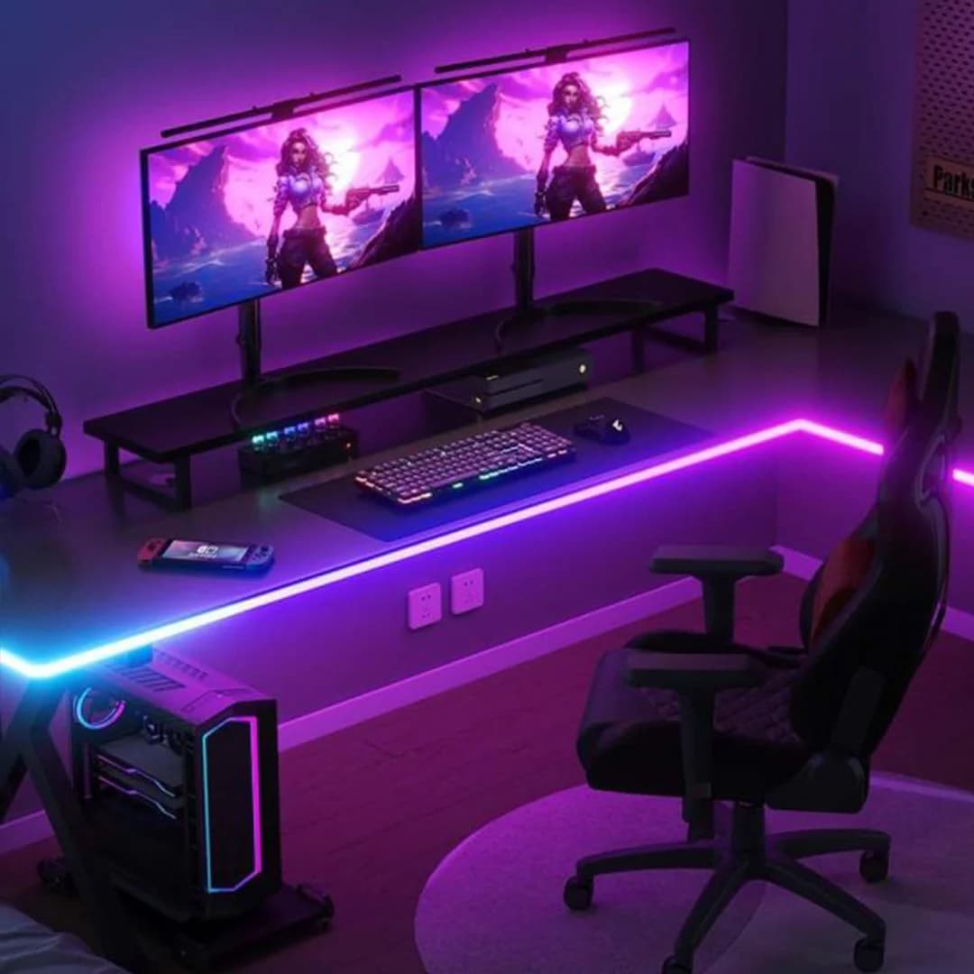 سینککیت مانیتور | ریسه نئون فلکسی هوشمند RGB دور میز گیمینگ فوتونیکس مدل PX-PSNL-01 با قابلیت سینک با تصویر مانیتور (PC-Sync) — تصویر ۶