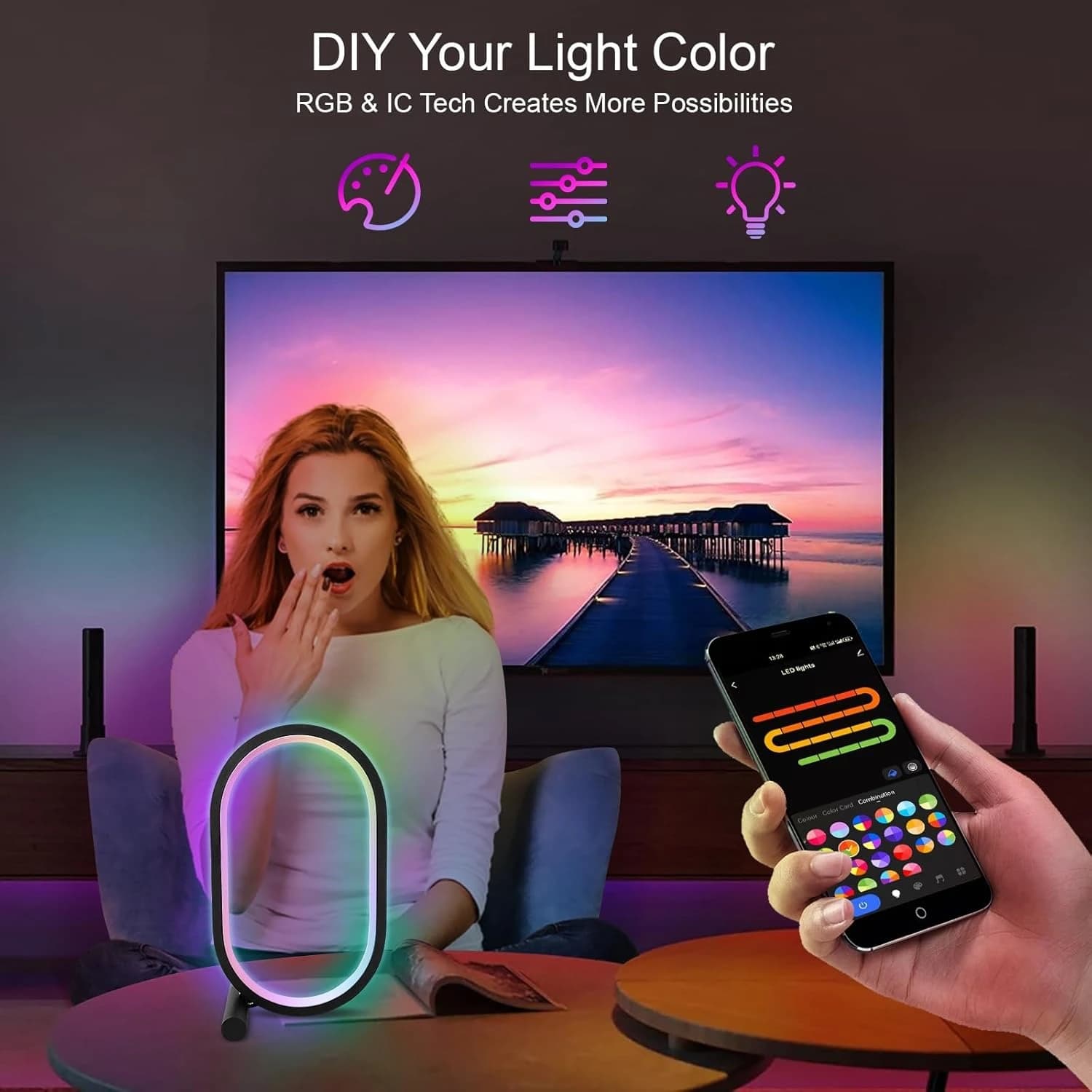 لامپ هوشمند گیمینگ – اتمسفر لایت – RGB فوتونیکس مدل PX-SAL-03 با تکنولوژی Tuya و ریموت کنترل — تصویر ۶