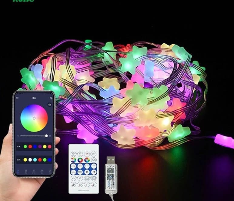 ریسه هوشمند 15 متری فوتونیکس مدل PX-LPX-11 همراه اپلیکیشن موبایل و ریموت کنترل و حساس به صدا با طرح ستاره ای — تصویر ۶