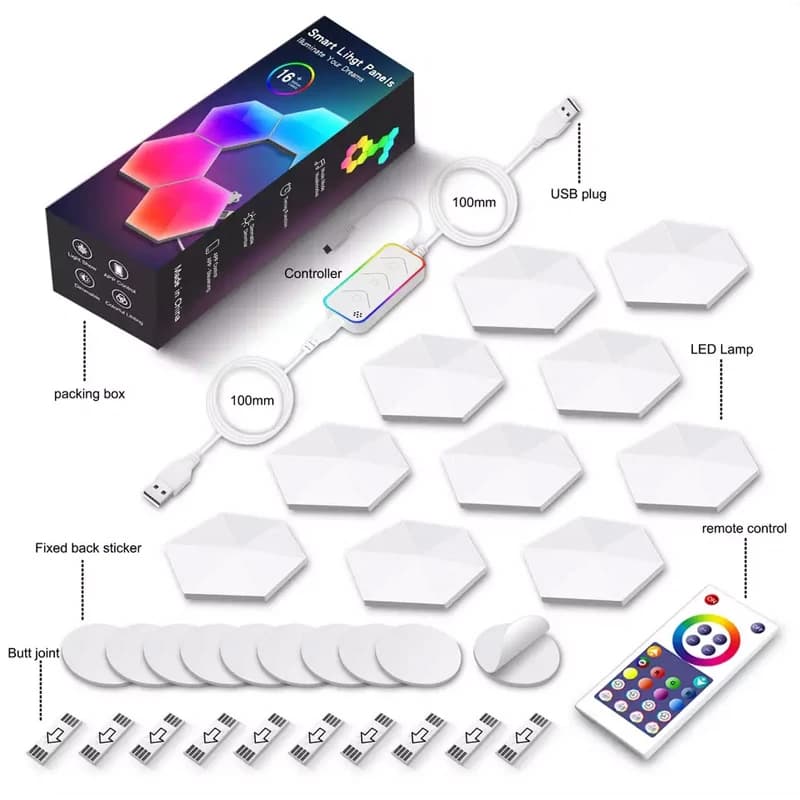 پنل دیواری هوشمند شش ضلعی 10 تکه RGB فوتونیکس مدل PX-HXA-03 همراه ریموت و اپلیکیشن موبایل — تصویر ۸