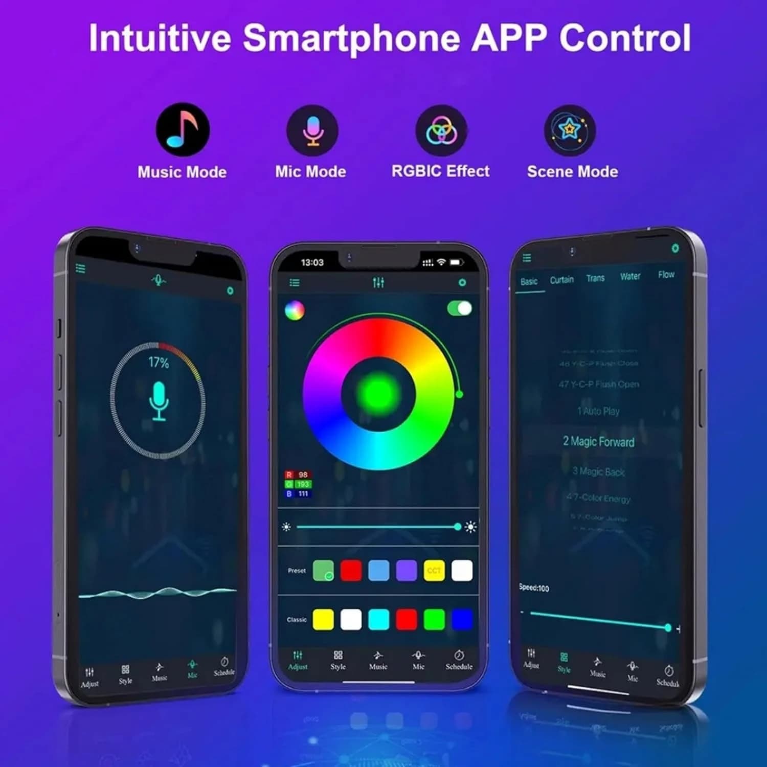 پنل دیواری هوشمند مثلثی 6 تکه RGB فوتونیکس مدل PX-TRI-02 همراه ریموت و اپلیکیشن موبایل — تصویر ۳