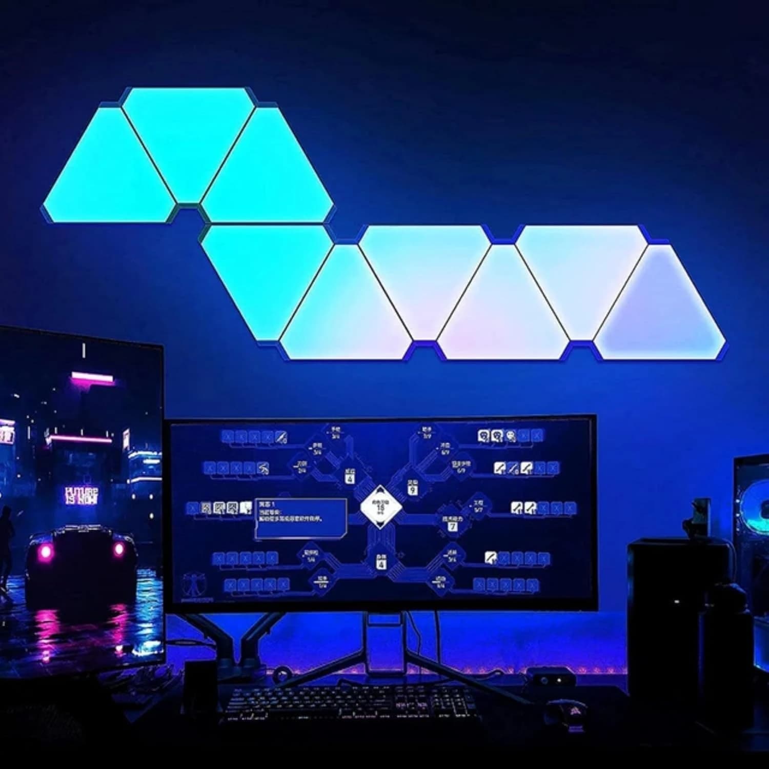 پنل دیواری هوشمند مثلثی 6 تکه RGB فوتونیکس مدل PX-TRI-02 همراه ریموت و اپلیکیشن موبایل — تصویر ۲