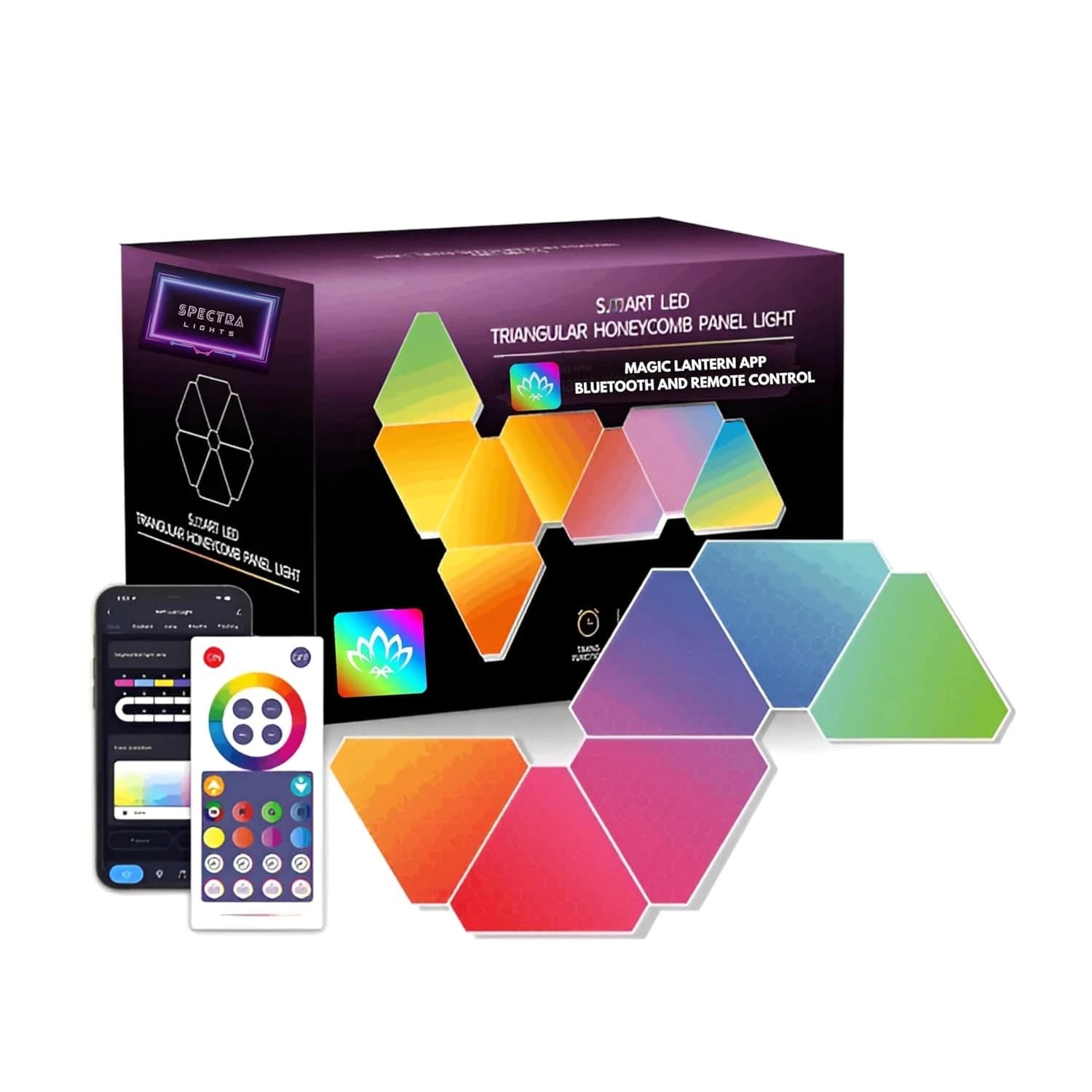 پنل دیواری هوشمند مثلثی 6 تکه RGB فوتونیکس مدل PX-TRI-02 همراه ریموت و اپلیکیشن موبایل