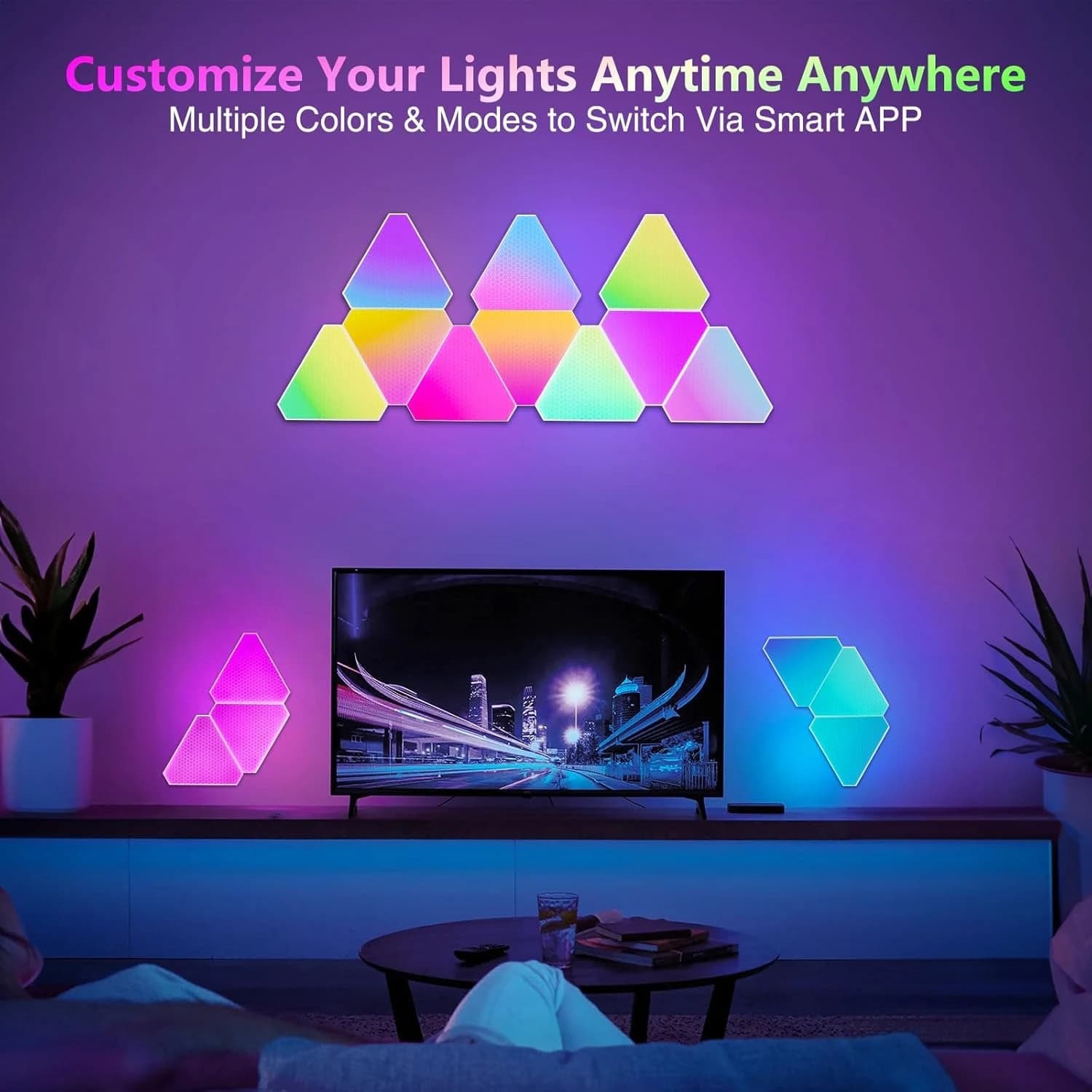 پنل دیواری هوشمند مثلثی 10 تکه RGB فوتونیکس مدل PX-TRI-03 همراه ریموت و اپلیکیشن موبایل — تصویر ۶
