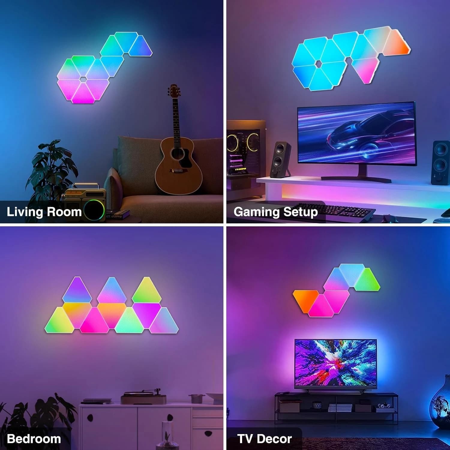 پنل دیواری هوشمند مثلثی 10 تکه RGB فوتونیکس مدل PX-TRI-03 همراه ریموت و اپلیکیشن موبایل — تصویر ۵