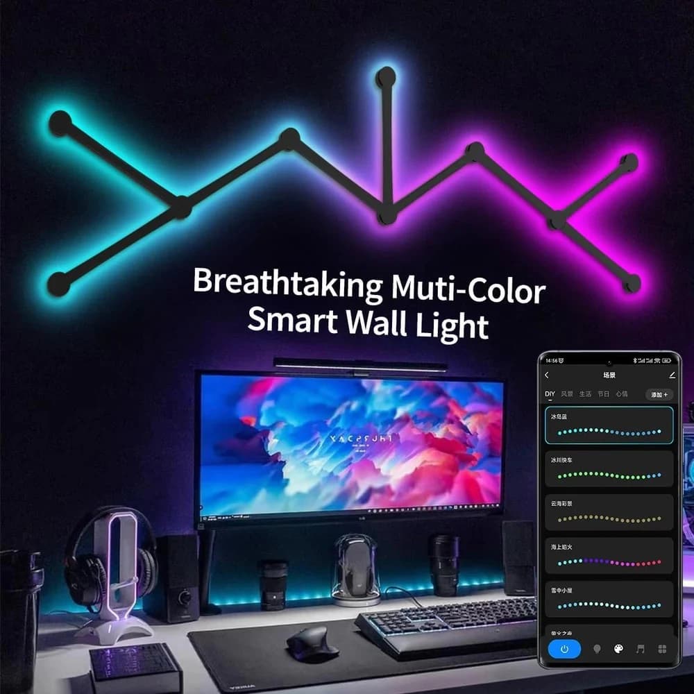 وال لایت هوشمند 9 تکه RGB فوتونیکس مدل 02-PX-DIY با تکنولوژی Tuya و ریموت کنترل — تصویر ۷
