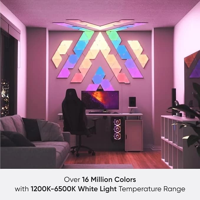 پنل دیواری 6 تکه هوشمند مثلثی RGB فوتونیکس – سوپر اسلیم – مدل PX-TRI-04 با اپلیکیشن موبایل و ریموت کنترل و اتصال وای فای (سایز بزرگ) — تصویر ۴