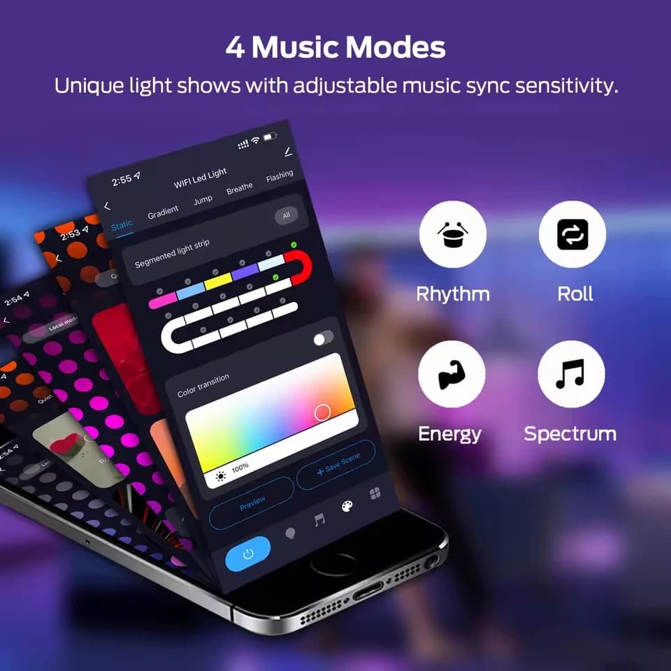 پنل دیواری هوشمند شش ضلعی 6 تکه RGB فوتونیکس مدل PX-HXA-02 همراه ریموت و اپلیکیشن موبایل — تصویر ۸